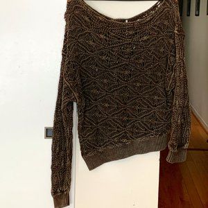 Free People Size M Brown Loose Knitted Sweater NWOT